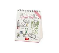 Legami - 2026 Desk Calendar, Sketchy Cats Desk Calendar, 12 Months and Yearly Planner in English, Zodiac Signs, International Holidays, 12 x 14.5 cm