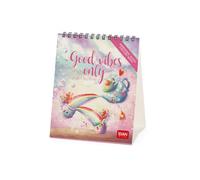 Legami - 2026 Table Calendar, Good Vibes Only, Desk Calendar, 12 Months and Yearly Planner, in 6 Languages, Zodiac Signs, International Holidays, 12 x 14.5 cm