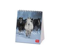 Legami - 2026 Table Calendar, Wild Horses, Desk Calendar, 12 Months and Yearly Planner, in 6 Languages, Zodiac Signs, International Holidays, 12 x 14.5 cm