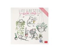 Legami - 2026 Wall Calendar, Sketchy Cats Large Wall Calendar, 12 Months and Year Planner, English, Space for Notes, Zodiac Signs, International Holidays, 30 x 29 cm
