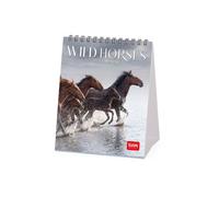 Legami - 2027 Table Calendar, Wild Horses, Desk Calendar, 12 Months and Yearly Planner, in 6 Languages, Zodiac Signs, International Holidays, 12 x 14.5 cm