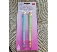 Legami - Valentine's Day Erasable Pen Set 2026, Erasable Set, Better Togheter, Pens with Thermosensitive Erasable Ink, Turquoise, Orange, Erases Without Consuming the Sheet