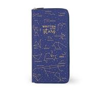 Legami - Blue Travel ID Card Holder, RFID Blocking Passport Organizer, 4 Large Pockets, 7 Small Pockets, Zip Closure, 11 x 24 x 3 cm, Stars Theme, Blue, L, Casual
