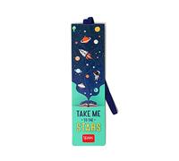 Legami - Bookmark with Elastic Page Marker, Also Useful to Keep The Book Closed, in Certified plasticized Paper, 4.8 x 17.5 cm, Space Theme