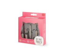 Legami - Manicure Kit - But First, Nails!, Scissors, Nail Clippers, File, Cuticle Pusher for Manicure and Pedicure, Pocket and Portable Set, Great for Travel, Home Use, Kitty