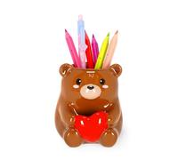 Legami - Ceramic Pen Holder - Desk Friends, Teddy Bear Theme, Hand Painted, Gift Idea, Desk Organizer