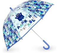 Legami - Dancin' In The Rain Children's Umbrella, Monster Theme, Windproof Structure, Manual Opening, Fabric Closure with Space for Name, Hook Handle, 73 x 65 cm, blue, Small