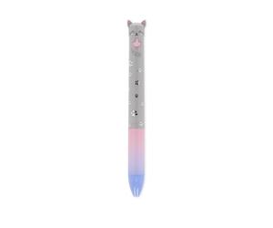 Legami - Click&Clack Pen in Two Colours, Blue and Pink Ink, Retractable Pen, Ideal for School Office Home, Two-Tone, Tip Diameter 1 mm, Kitty Theme
