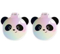 Legami - Cute Panda Theme Hair Brush with Mirror, Foldable Brush, Opens and Closes with One Click, Convenient and Convenient to Take Anywhere (Pack of 2)