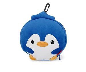 LEGAMI Cute Penguin Travel Pillow with Eye Mask in Portable Zipper Bag with Clip