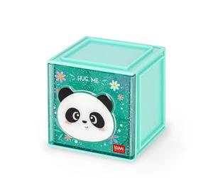 Legami - Cutie Cubes Modular Desk Box, Panda, Desk Organiser, Storage, Includes Sticker Sheet, Stackable, Multifunctional, ABS, 90 x 90 x 100 cm, Turquoise