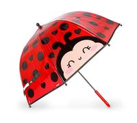 Legami - Dancin' In The Rain Children's Umbrella, Ladybug Theme, Windproof Structure, Manual Opening, Fabric Closure with Space for Name, Hook Handle, 73 x 65 cm