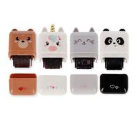 LEGAMI Decorative Roller Stamp Set of 4 | Unicorn, Panda, Kitty & Teddy Bear Mini Pattern Stamps | Cute Scrapbooking, Journaling & Card Making Designs with Animal Themes
