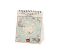 Legami - Desk Calendar 2026, Vintage Maps, Desk Calendar, 12 Months and Yearly Planner, in 6 Languages, Zodiac Signs, International Holidays, 12 x 14.5 cm