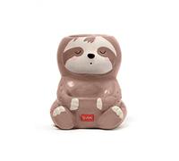 Legami Desk Friends Ceramic Pen Holder, 9.2 x 10.4 cm, Sloth Theme, for Desk, Hand Painted