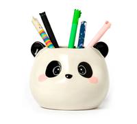 Legami Desk Friends Ceramic Pen Holder, 11.2 x 11.4 cm, Panda Theme, for Desk, Hand Painted