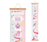 Legami - Dream Big Little One Pink Unicorn Height Chart for Kids Height up to 160 cm, 41 Stickers Included with Wooden Strips