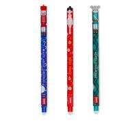 Legami Set of 3 Erasable Gel Pens Christmas Edition Pens with Thermosensitive Erasable Ink Red Blue Green Christmas Pens Erase Without Damaging Paper