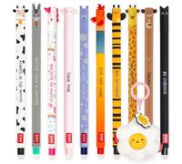 LEGAMI Erasable Gel Pen + Plush Key Chain Gift Set | Pack of 10 Pens with Thermosensitive Erase Ink, Range of Ink Colours, 0.7mm Tip | Cute Animal Theme Designs (Daisy)