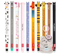 LEGAMI Erasable Gel Pen + Plush Key Chain Gift Set | Pack of 10 Pens with Thermosensitive Erase Ink, Range of Ink Colours, 0.7mm Tip | Cute Animal Theme Designs (Kitty)