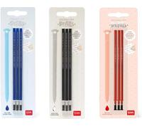 Legami - Erasable Gel Pen Refill, Set of 3 Packs of 3 Refills, Height 13 cm, Thermosensitive Ink, Blue, Black and Red, Tip 0.7 mm (Set of 3, Multi-Colour)