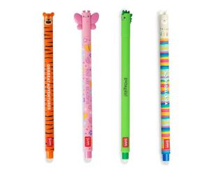 LEGAMI Erasable Gel Pen Set - 0.7mm Tip - Dinosaur, Llama, Tiger & Butterfly Designs