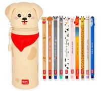 LEGAMI Erasable Gel Pens + 2-in-1 Kawaii Pencil Case, Golden Retriever | Thermosensitive Erase Ink, Multiple Ink Colours & Animal Themed Barrel Designs, 0.7mm Tip