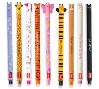LEGAMI Erasable Gel Pens for Collecting, Set of 9, Kitty, Unicorn, Giraffe, Bunny, Corgi, Tiger, Butterfly, Bee and Hippo