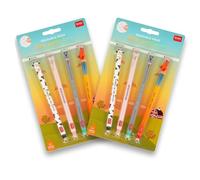 LEGAMI - Farmset Double Pack of 4 Gel Gel Pens Farm Sweet Farm Pens with Heat Sensitive Erasable Ink Black Pink Green Red Erasable 0.7mm Tip