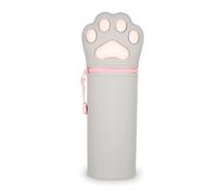 Legami - Kawaii 2 in 1 Soft Silicone Pencil Case, Kitty Paw Theme, Table Pen Holder, Zipper Closure, Pastel Pens Marker, H 21.5 cm