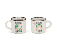 Legami - Espresso for Two Coffee Mugs, Set of 2 New Bone China Coffee Mugs, Dishwasher Safe Coffee Cup, Corgi Morning Person Theme, Diameter 5.5 cm, Capacity 50 ml