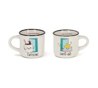 Legami - Espresso for Two Coffee Mugs, Set of 2 New Bone China Coffee Mugs, Dishwasher Safe Coffee Cup, Poo Theme, Diameter 5.5 cm, Capacity 50 ml