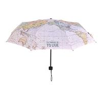Legami - Folding Umbrella, Ø 100 cm, Polyester, Black Steel Structure, Plastic Handle, Travel Theme, Lightweight, Windproof Structure, Case Included