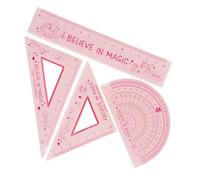 Legami - Geometry Set, Set with 15 cm Ruler, 60 ° Square 10 cm, 180 ° Protractor for School, Case Included, Flexible Material, Unicorn Theme