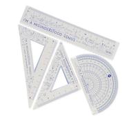 Legami - Geometry Set with 15 cm Ruler, 10 cm 60° Square, 180° Protractor for School, Includes Case, Flexible Material, Genius Motif