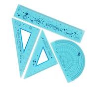 Legami - Geometry Set with Ruler 15 cm, 60° Set Square 10 cm, Protractor 180° for School, Includes Bag, Flexible Material, Space Theme
