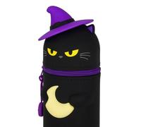 Legami - Kawaii Halloween 2025 Pencil Case, Soft Silicone 2 in 1 Pencil Case, Table Pen Holder, Zipper Closure, Ideal for School, with Embossed Details, H 20 cm