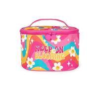 Legami - Hello Beauty Beauty Case, Spacious Makeup Bag, Zip Closure, Interior Pockets, Brush Ties, Travel Beauty Case, 21 x 19 cm, Pink, Daisy