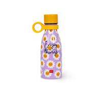 LEGAMI - Hot & Cold Mini Vacuum Flask, Lightweight and Durable Thermal Water Bottle, Hermetic Closure, Removable Silicone Handle, Stainless Steel, Capacity 300 ml, Daisy Theme