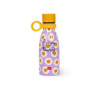 LEGAMI - Hot & Cold Mini Vacuum Flask, Lightweight and Durable Thermal Water Bottle, Hermetic Closure, Removable Silicone Handle, Stainless Steel, Capacity 300 ml, Daisy Theme