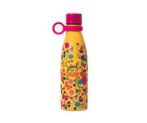 Legami - Hot&Cold Thermal Bottle 500 ml, Diameter 7 cm, Lightweight and Durable, Airtight Closure, Removable Silicone Handle, Butterfly Theme, Soul Full of Sunshine, BPA and Phthalate Free