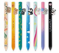 LEGAMI Hugging Retractable Ballpoint Pens, Set of 7 with Animal Themes | Refillable Writing Pens, Fun Animal Designs, Lightweight, Click Mechanism, Everyday Stationery