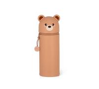 Legami Kawaii 2 in 1 School Pencil Case Soft Silicone Teddy Theme Table Pen Holder with Zip Closure Pastel Pens H 18.5 cm