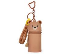 Legami - Kawaii Mini Kawaii Teddy Bear Keyring Coin Purse with Spiral Ring, Carabiner and Wrist Strap, Silicone, 5 x 12 x 5 cm