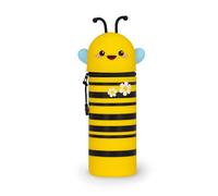 Legami - Kawaii School Pencil Case 2 in 1 Soft Silicone, Bee Theme, Table Pen Holder, Zipper Closure, Pastel Pens Marker, H 21.5 cm