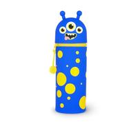 Legami - Kawaii School Pencil Case 2 in 1 Soft Silicone, Monster Theme, Table Pen Holder, Zipper Closure, Pastel Pens Marker, H 21.5 cm