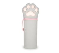 Legami - Kawaii 2 in 1 Soft Silicone Pencil Case, Kitty Paw Theme, Table Pen Holder, Zipper Closure, Pastel Pens Marker, H 21.5 cm