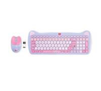 Legami - Keyboard Set with 15 Multimedia Keys, Wireless Mouse with 3 Speed Options, Ideal for the Office, Meow Theme