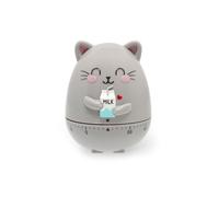 Legami - Kitchen Timer Kitty Theme, Manual Adjustment, 60 Minutes, Without Battery, Diameter 6 cm, Height 8 cm, Grey