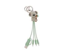 Legami - Koala Theme Multiple Link Up Charging Cable with Keyring, 4 USB Charging Cables, Type-C Micro-USB, Lightning Cable with USB Type C Adapter, TPE Coated Cable